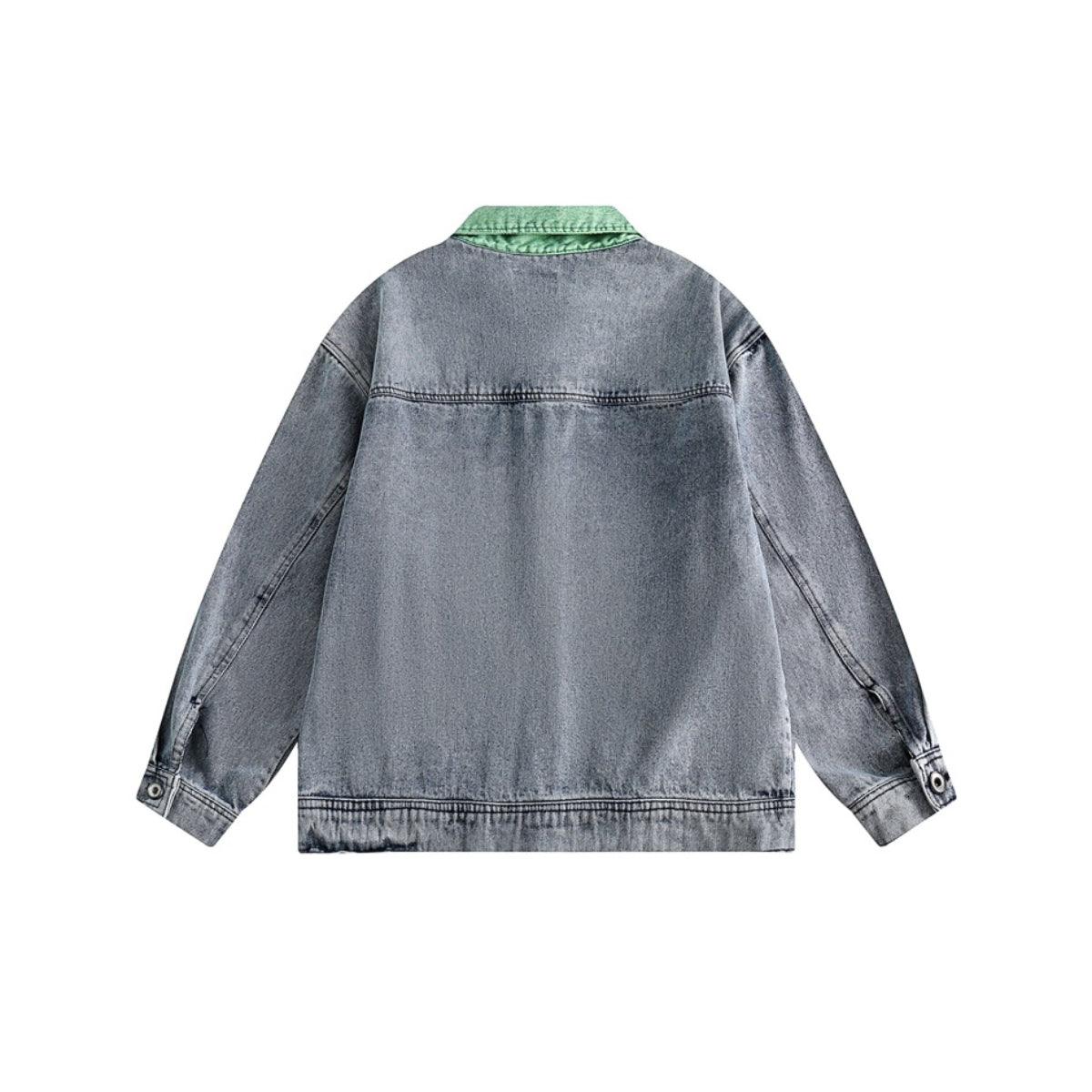 Unisex Jacket Vintage Butterfly Embroidered Washed Denim Jacket for Men and Women Turn-down Collar Coat