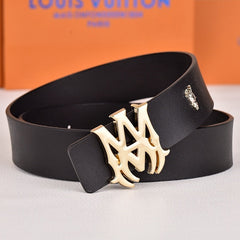 Amiri Belt Black cross pattern Golden deer logo