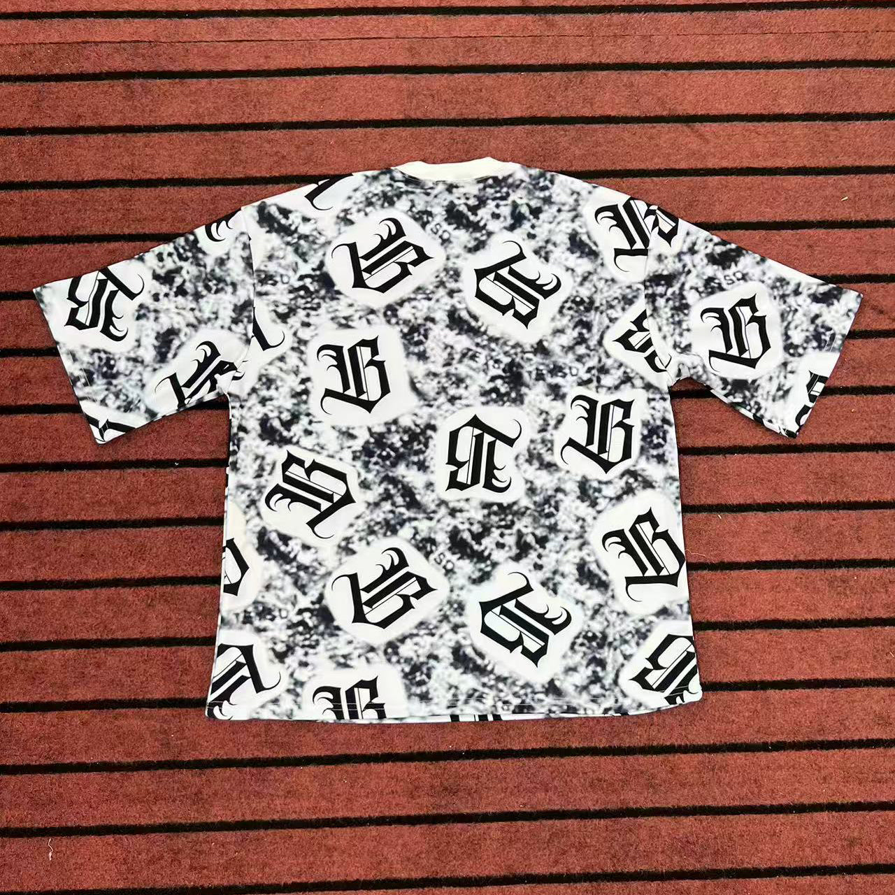 Street T Shirts Washed Old Oversize Hip Hop Skateboard Anime Print Short Sleeve