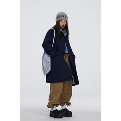 Unisex Jacket Retro Workwear Mid-Length Loose Fall Winter Coat