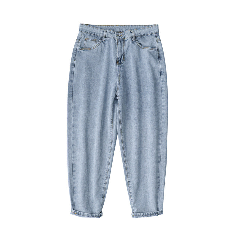 Men Jeans Summer Straight Loose Cropped Pants