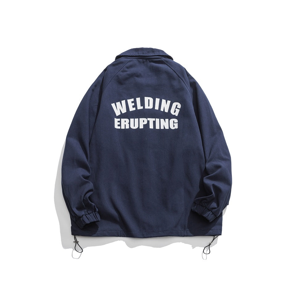 Unisex Jacket Overalls Men's and Women's Loose Lapels Coach Jacket