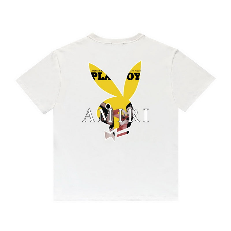 Amiri T Shirt Yellow Rabbit Head Beauty Casual Round Neck