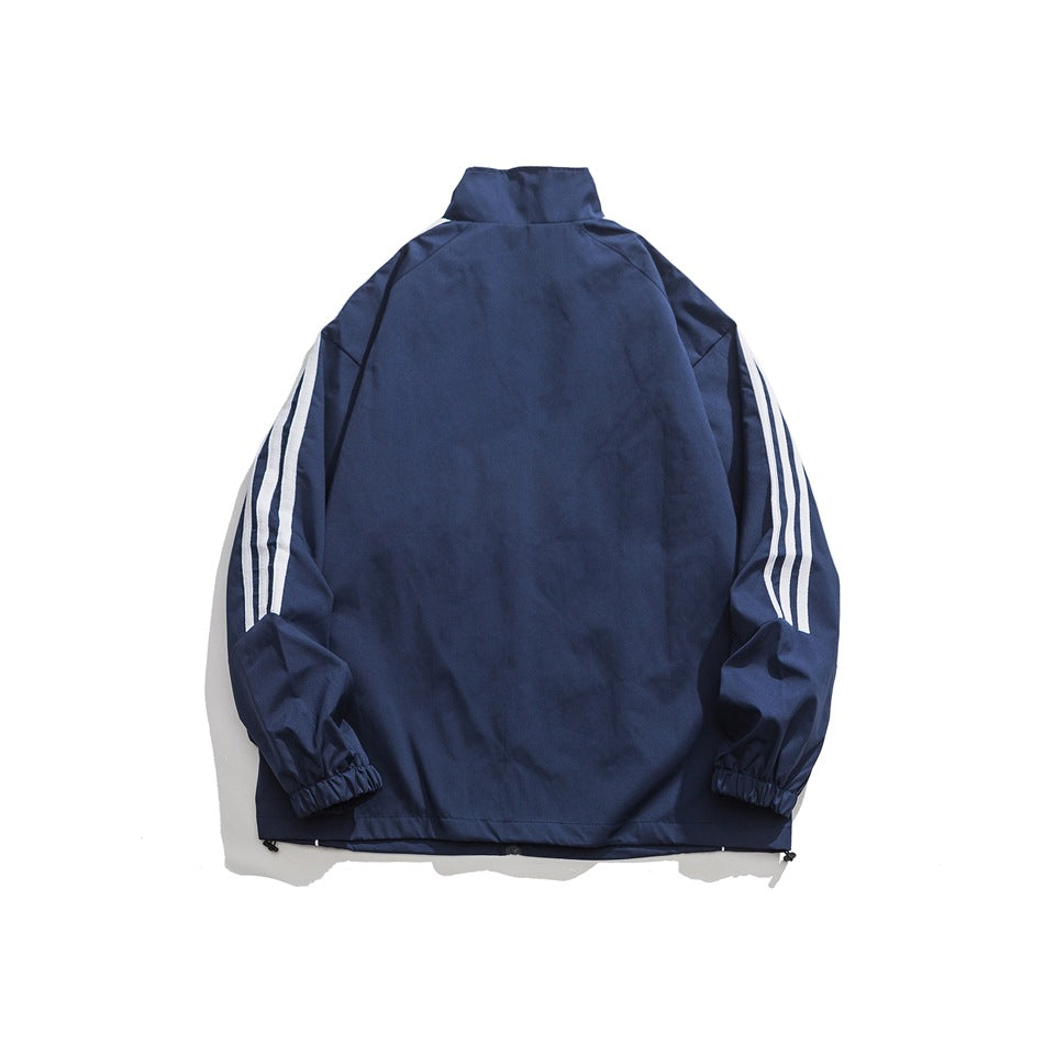Unisex Jacket Vintage Sports Top Men's and Women's Coats Loose Casual Stand-up Collar Jacket