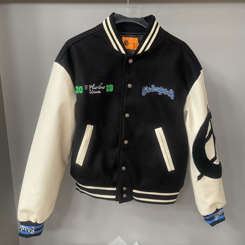 Godspeed Jacket Baseball Jersey Jacket Embroidered Loose Stand Up Collar