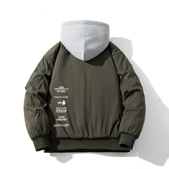 Men Vintage Jackets Loose Trend Baseball Jacket Padded Flight Suit Hooded