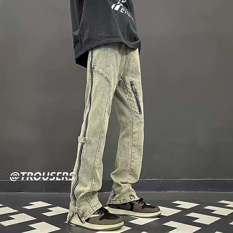 Men Jeans Slim Fit Micro-Pull Cargo Jeans Spring and Autumn Straight-Leg Pants