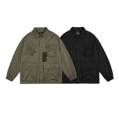 Unisex Jacket Vintage Coat Men's and Women's Loose Multi-Pocket Workwear Jacket