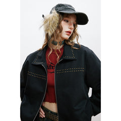 Unisex Jacket Rivet Vintage Overalls Jacket Coat
