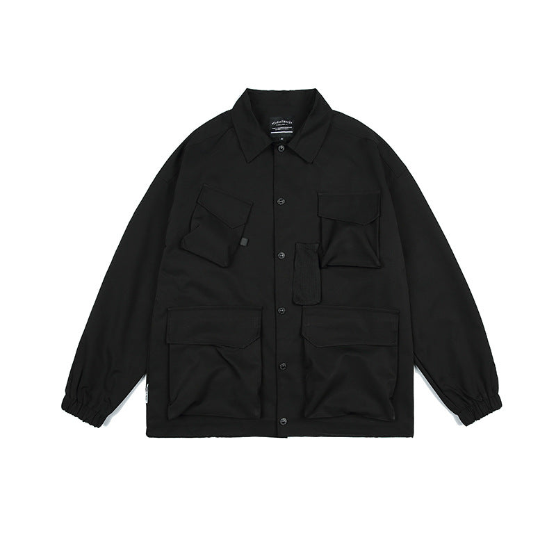 Unisex Jacket Vintage Coat Men's and Women's Loose Multi-Pocket Workwear Jacket