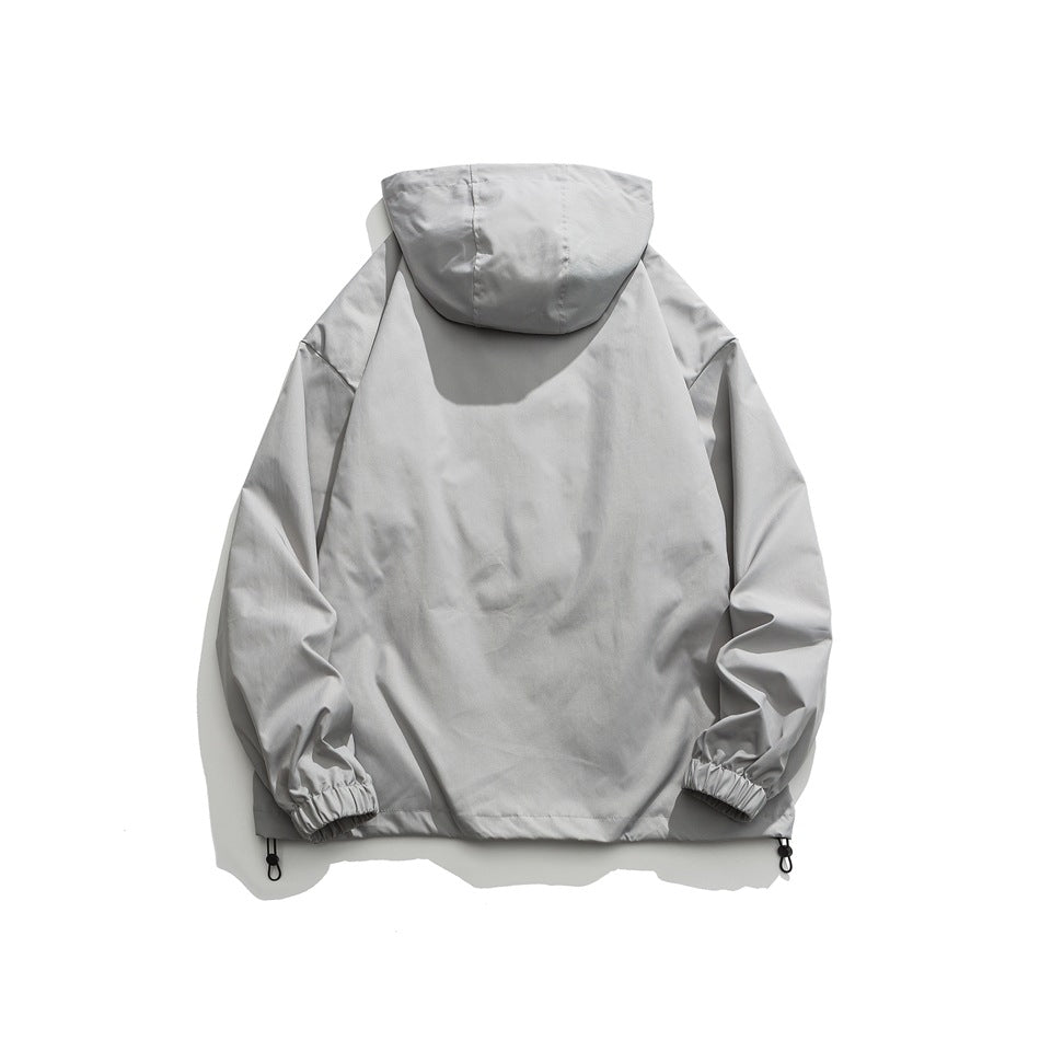 Unisex Jacket Vintage Sports Hooded Jacket Loose Casual Spring and Autumn Coat