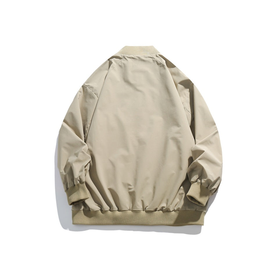 Unisex Jacket Loose Pockets Decorative Baseball Collar Jacket