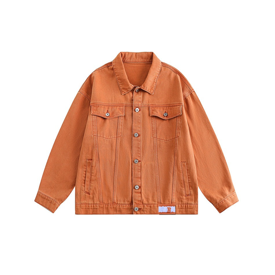 Unisex Jacket Spring and Autumn Denim Jacket Men and Women Couple Loose Casual Polo Collar Jacket