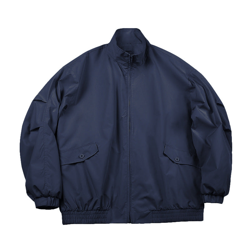 Unisex Jacket Vintage Waterproof Jacket for Men Loose Stand Collar Coat