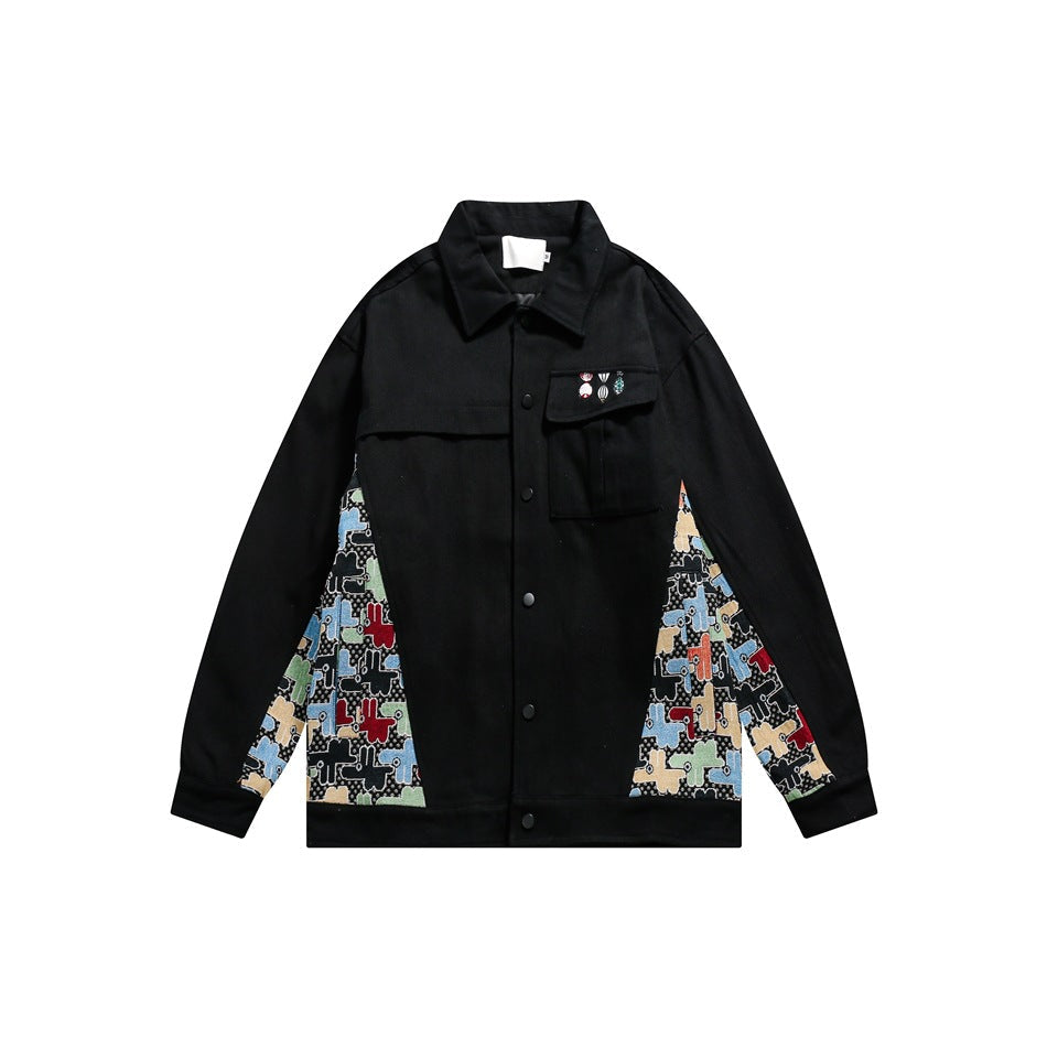 Unisex Jacket Embroidered Jacket for Men and Women Loose Lapels Fashion Brand Coat