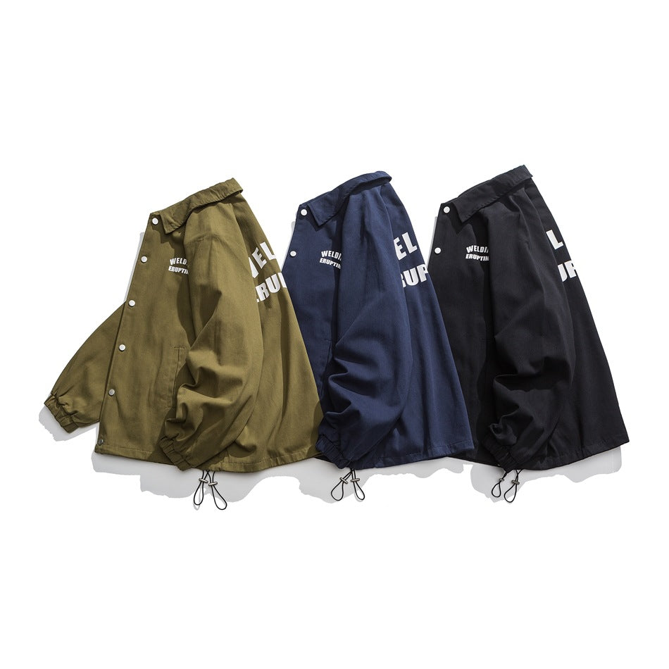 Unisex Jacket Overalls Men's and Women's Loose Lapels Coach Jacket