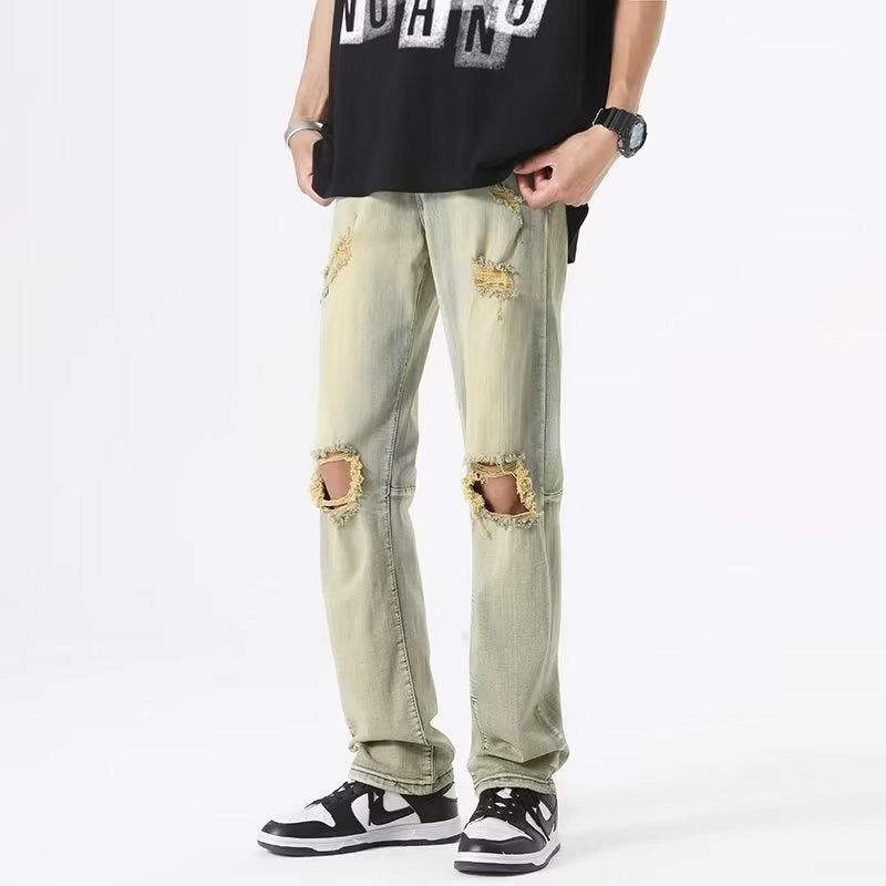 Men Jeans Summer Loose Straight Casual Trousers