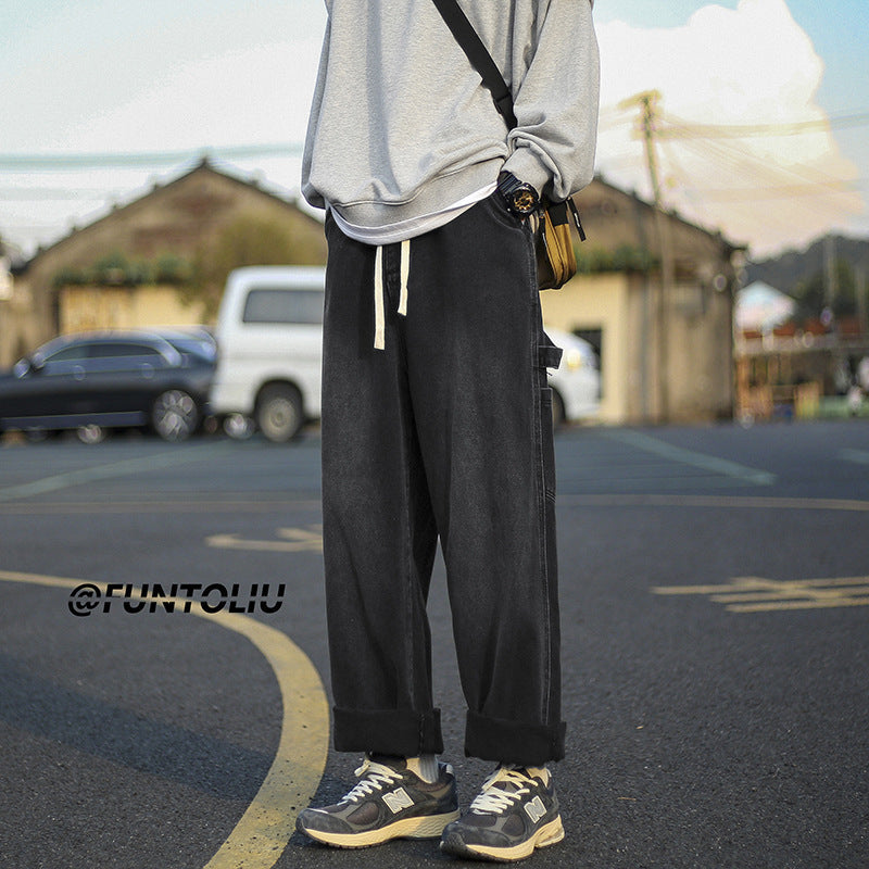 Men Jeans Washed Cargo Pants