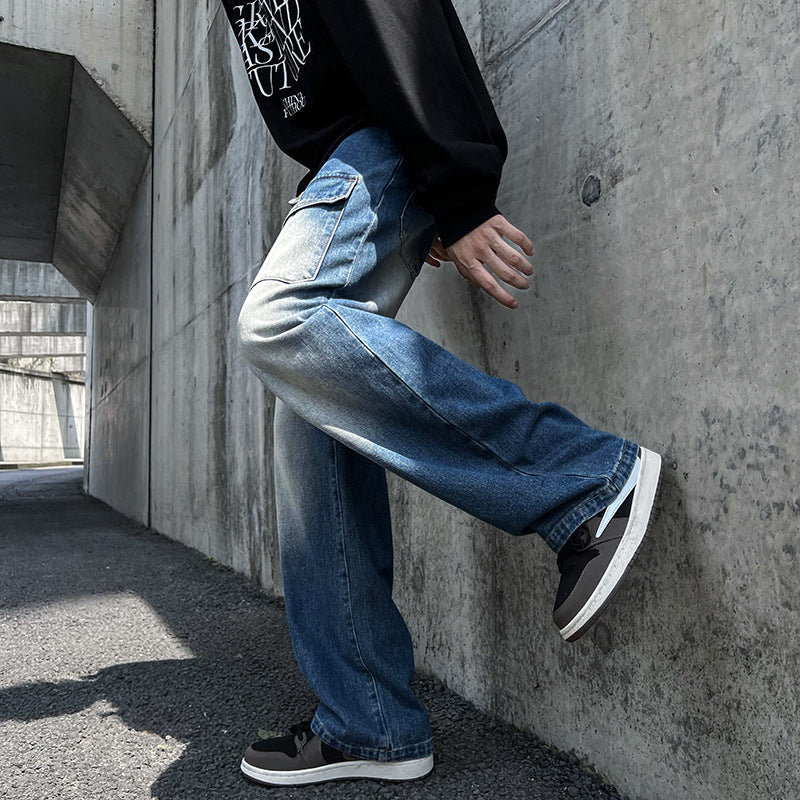 Men Jeans Vintage Jeans Vintage Straight-Leg Pants Oversize Wide Leg Pants