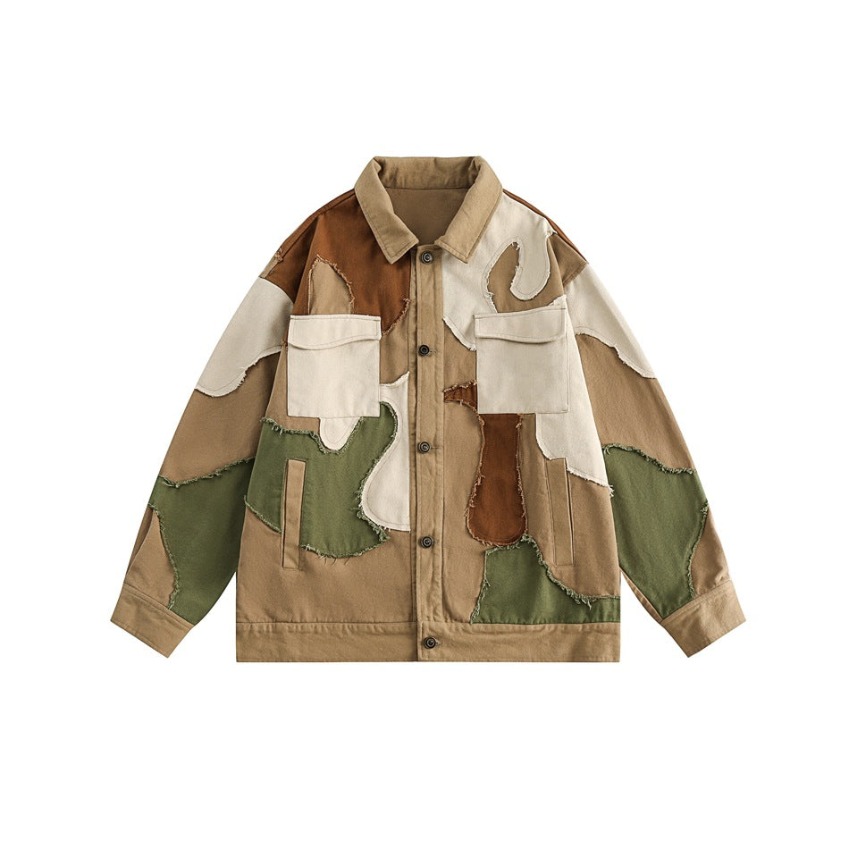 Unisex Jacket Retro Spring and Autumn Coat Loose Camouflage Jacket