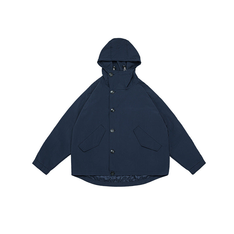 Unisex Jacket Hooded Sports Jacket Loose Outdoor Shell Jacket Mechanical Style Coat