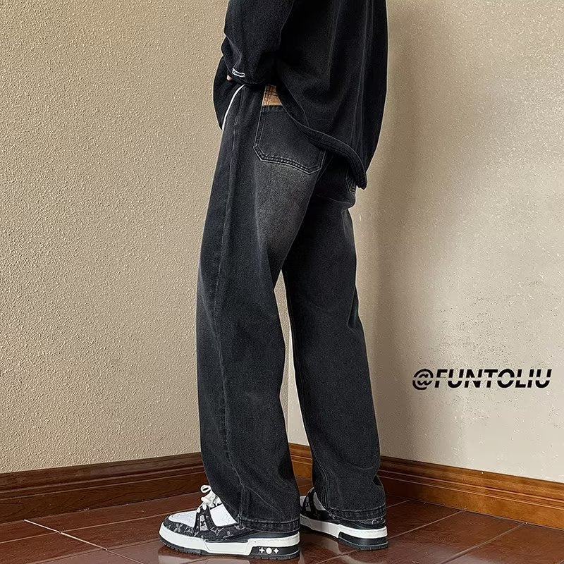 Men Jeans Loose Straight Wide Leg Pants