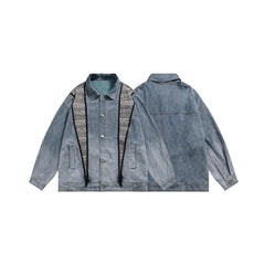 Unisex Jacket Vintage Denim Jacket Loose Lapels Denim Coat