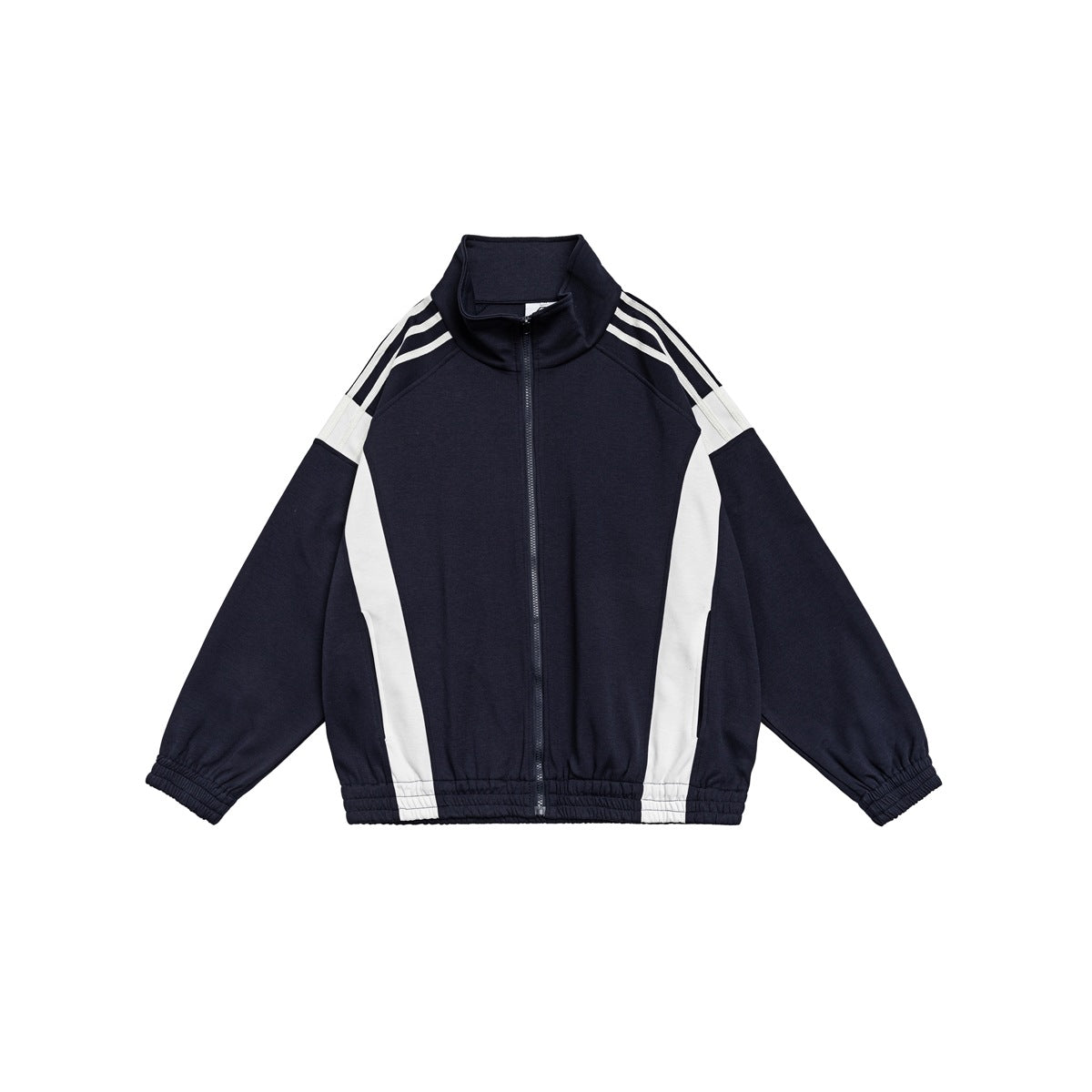 Unisex Jacket Vintage Color Stitching Stand-Collar Sports Jacket for Men and Women Casual Loose Jacket
