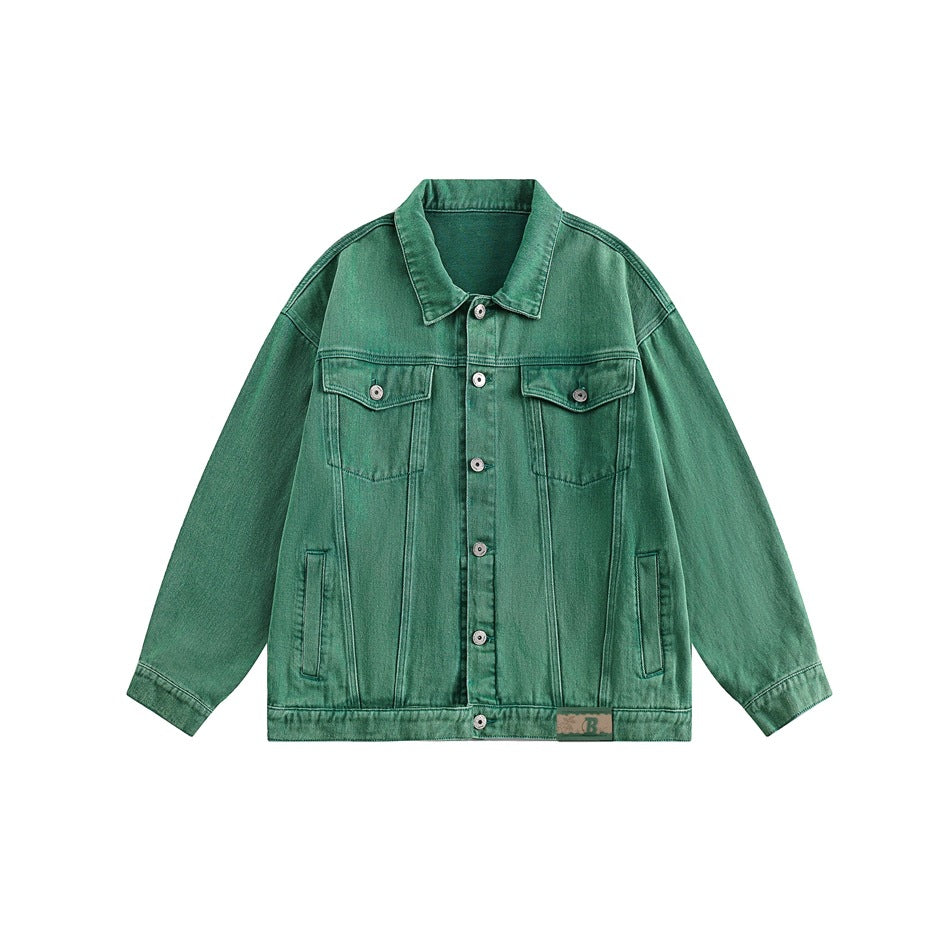 Unisex Jacket Spring and Autumn Denim Jacket Men and Women Couple Loose Casual Polo Collar Jacket