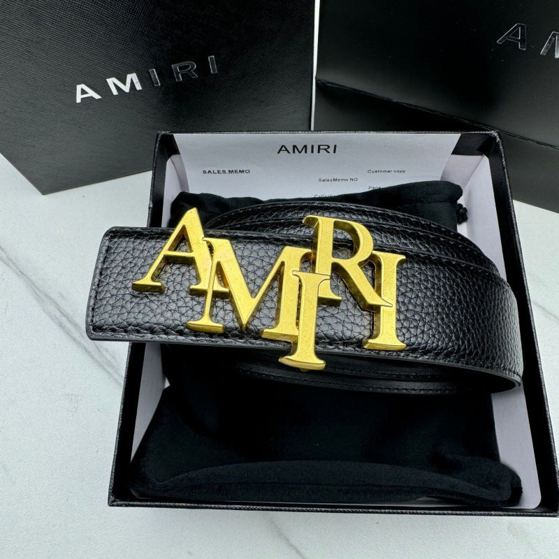 Amiri Belt Lychee Pattern Men's Fashion Neutral belt casual with jeans shipped with box