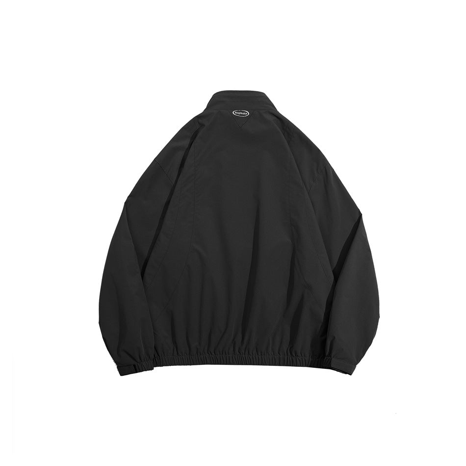 Unisex Jacket Vintage Zipper Stand Collar Coat for Men and Women Same Style Loose-Fitting Workwear Jacket