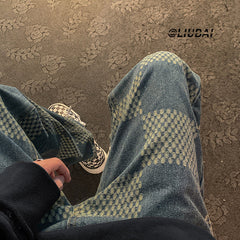 Men Jeans Autumn and Winter Loose Straight Wide Leg Pants