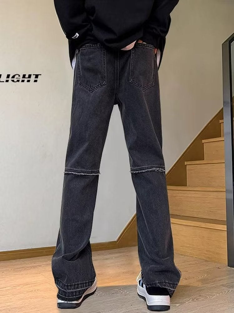 Men Jeans Vintage Jeans Men's Skinny Slim-Fitting Workwear Straight-Leg Pants