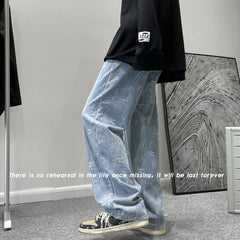 Men Jeans Summer Casual Pants Wide Leg Trousers