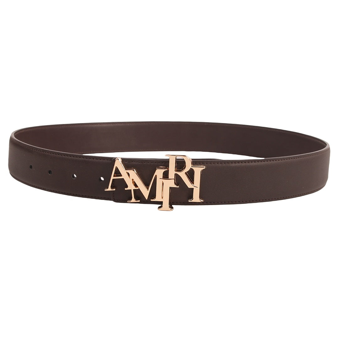 Amiri Belt Cross-border Popular Men's Belt Smooth  Neutral belt casual with jeans shipped with boxBuckle Letter Belt Youth Plaid Belt Trendy Casual Belt