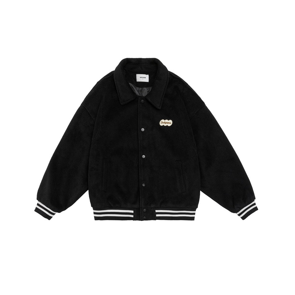 Unisex Jacket Retro Lapels Jacket Men and Women Couple Baggy Coat