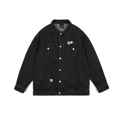 Unisex Jacket Vintage Street Style Washed Denim Jacket Loose-Fitting Denim Clothes Jacket