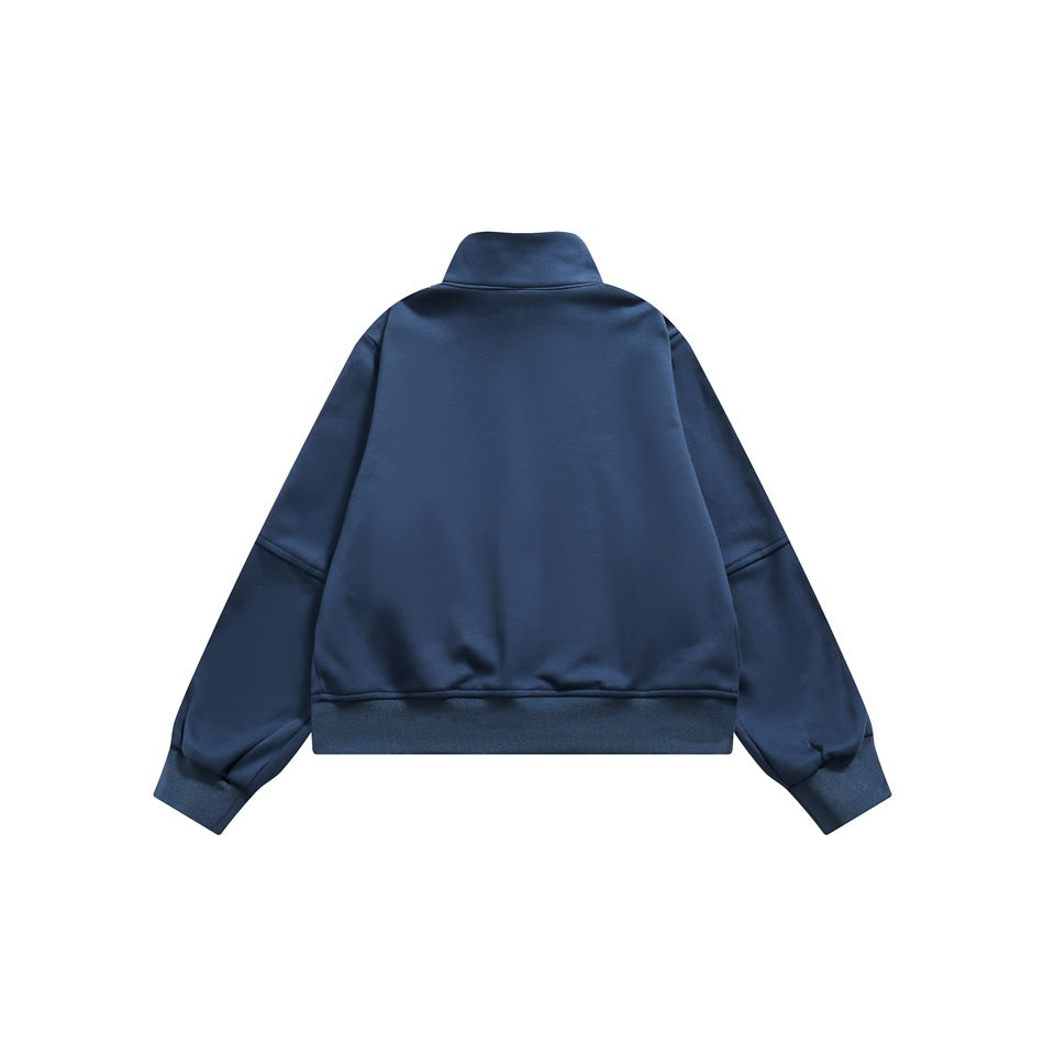 Unisex Jacket Vintage Jacket Loose Short Stand Collar Sports Jacket