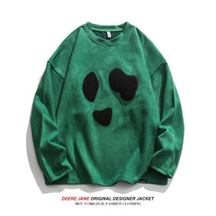 Men Pullover Hoodie Spring Sweater Men's Retro Loose Top