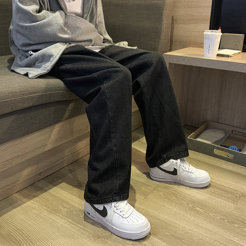 Men Jeans Loose Straight Spring and Autumn Wide Leg Trousers