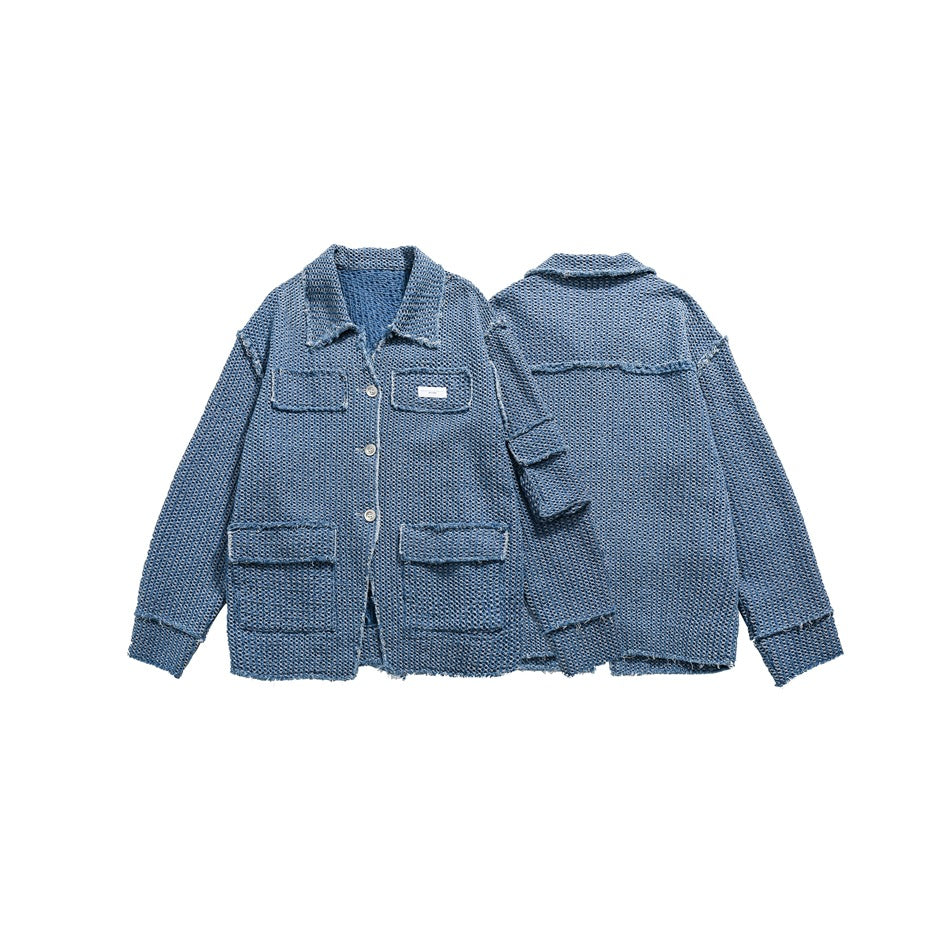 Unisex Jacket Denim Jacket Men and Women Couple Turn-down Collar Coat