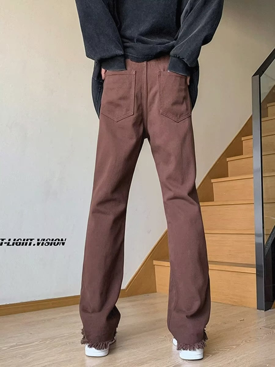 Men Jeans Vintage Jeans Men's Autumn Straight Pants Bootcut Casual Trousers