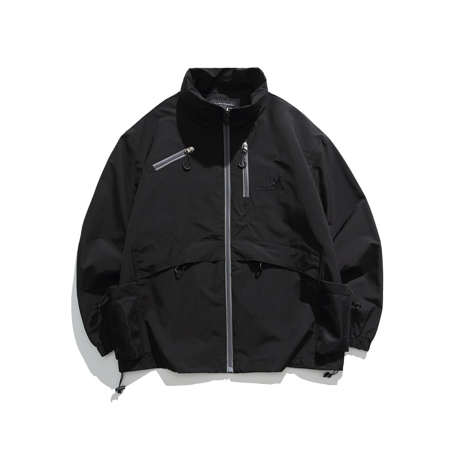 Unisex Jacket Shell Jacket Baggy Coat Men's and Women's Couple's Stand Collar Jacket