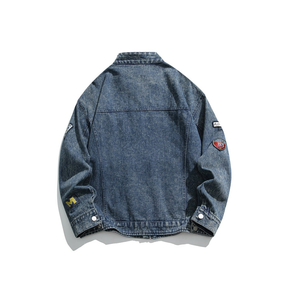Unisex Jacket Vintage Denim Jacket Men's and Women's Same Washed Jacket Coat