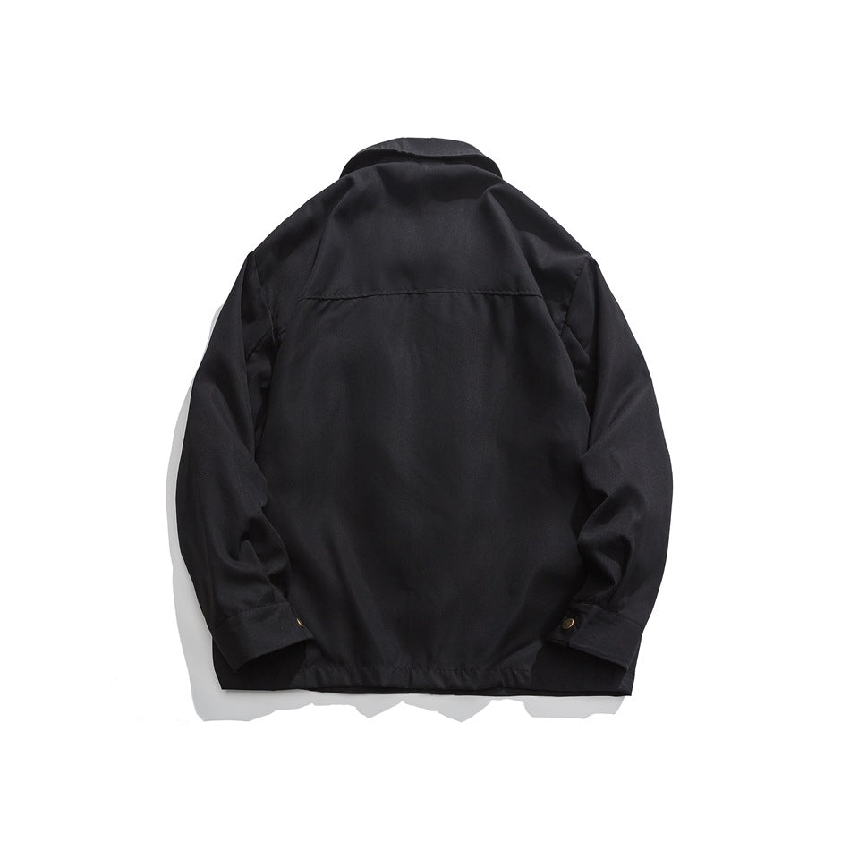 Unisex Jacket Vintage Coat Loose Casual Polo Collar Workwear Jacket