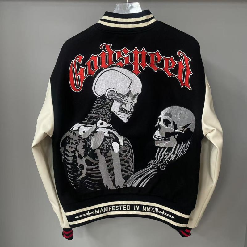 Godspeed Jacket  Baseball Jersey Jacket Embroidered Loose Stand Up Collar