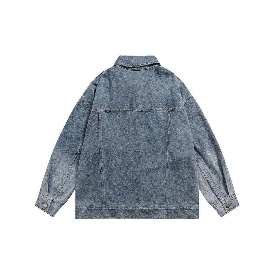 Unisex Jacket Vintage Denim Jacket Loose Lapels Denim Coat