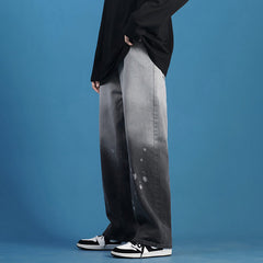 Men Jeans Summer Loose Straight Wide Leg Couple Casual Pants