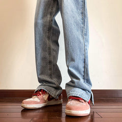 Men Jeans Split Slightly Flared Jeans Tie-Dye Wide-Leg Pants