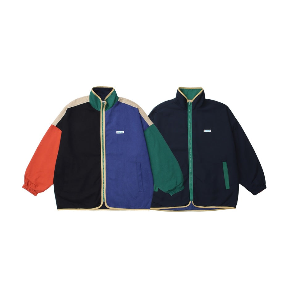 Unisex Jacket Vintage Loose Jacket Double-Sided Stand Collar Coat